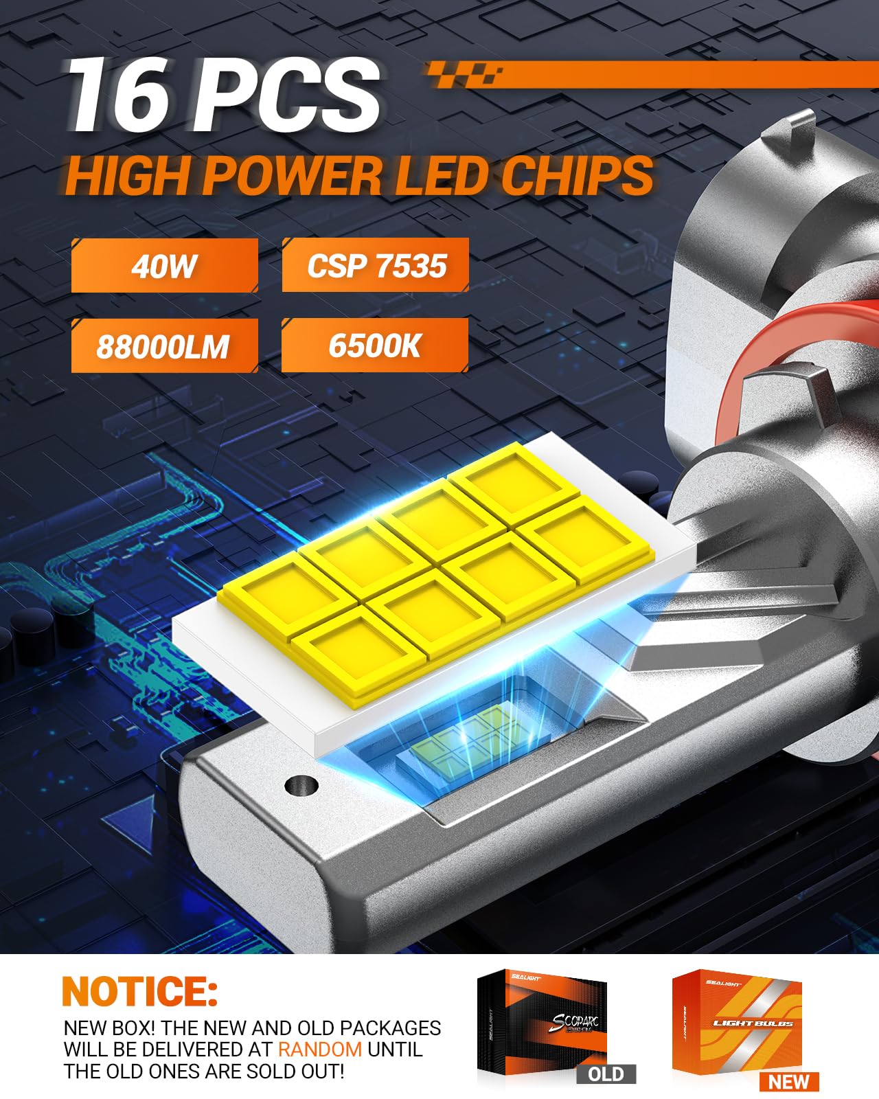 SEALIGHT 9005 h11 LED Bulbs Combo, 88000LM 6500K Output Canbus Ready, 9005 h11 LED Bulbs For Powersports IP68 60000Hrs Lifespan, 1:1 Size 3Mins Installation, 4 Pack - Image 4